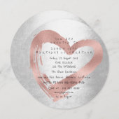 ピンクファンシーローズ金ゴールドハートシルバー誕生日 招待状 (正面/裏面)