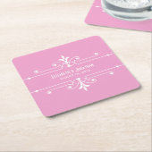 ピンクファンシー装飾用紙コースター スクエアペーパーコースター (アングル)