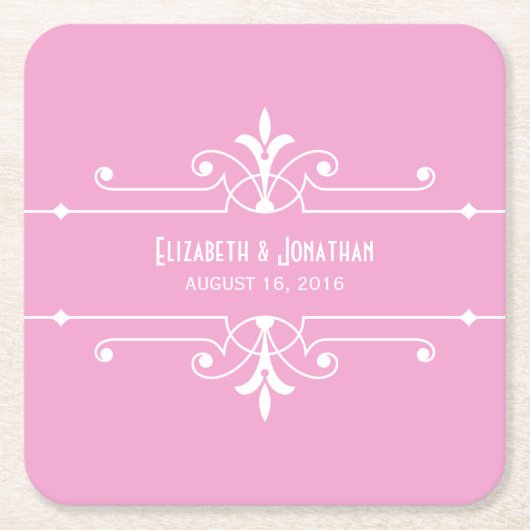 ピンクファンシー装飾用紙コースター スクエアペーパーコースター (正面)