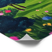 ピンクファンタジーキャッスルサンセットランドスケープのウォールアート ポスター (角)