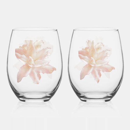 ピンクファンタジーユリ ステムなしワイングラス (正面)