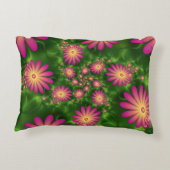 ピンクファンタジー花モダン抽象芸術フラクタル アクセントクッション (裏面)