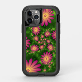 ピンクファンタジー花モダン抽象芸術フラクタル オッターボックスディフェンダーiPhone 11 PROケース
