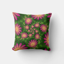 ピンクファンタジー花モダン抽象芸術フラクタル クッション