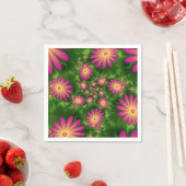 ピンクファンタジー花モダン抽象芸術フラクタル スタンダードカクテルナプキン (インサイチュ)