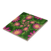 ピンクファンタジー花モダン抽象芸術フラクタル タイル (側面)