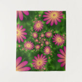 ピンクファンタジー花モダン抽象芸術フラクタル タペストリー (正面)