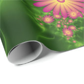 ピンクファンタジー花モダン抽象芸術フラクタル ラッピングペーパー (ロールコーナー)