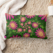 ピンクファンタジー花モダン抽象芸術フラクタル ランバークッション (ブランケット)