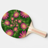 ピンクファンタジー花モダン抽象芸術フラクタル 卓球ラケット (横)
