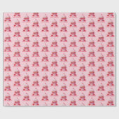 ピンクファーストさくらんぼ&カップケーキバースデーパーティー ラッピングペーパー (フラット)