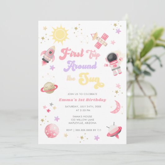 ピンクファーストのまわりにトリップザサンファースト誕生日インビ 招待状 (スタンド正面)