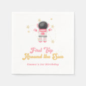 ピンクファーストのまわりにトリップザサンファースト誕生日 スタンダードカクテルナプキン (正面)