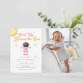 ピンクファーストのまわりにトリップザサンファースト誕生日 招待状 (スタンド正面)