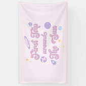 ピンクファーストのまわりにトリップザサン宇宙1st誕生日 横断幕 (縦)