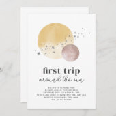 ピンクファーストのまわりにトリップザサン誕生日招待状 招待状 (正面/裏面)