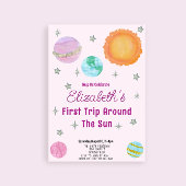 ピンクファーストのまわりにトリップザ・サンガール1st誕生日 招待状