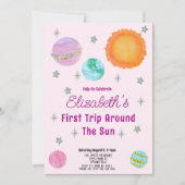 ピンクファーストのまわりにトリップザ・サンガール1st誕生日 招待状 (正面)