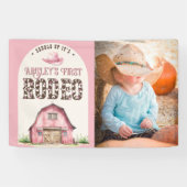 ピンクファーストカスタムロデオ女性のカーボーイ写真1st誕生日 横断幕 (横)