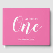 ピンクファーストパーソナライズされた誕生日ゲストブック ゲストブック (正面)