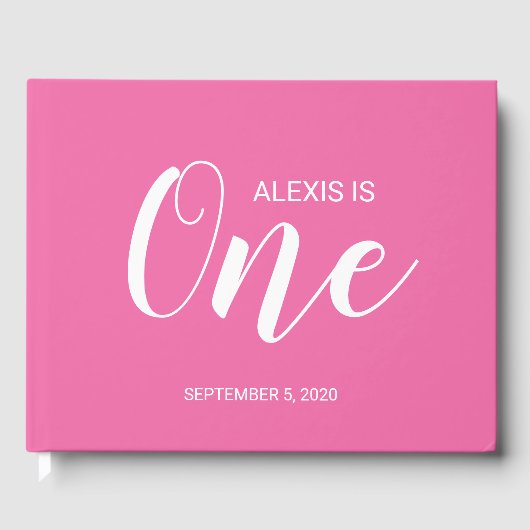 ピンクファーストパーソナライズされた誕生日ゲストブック ゲストブック (正面)