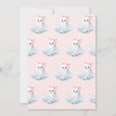 ピンクファーストブデイ幽霊ボウ誕生日ガール 招待状 (裏面)