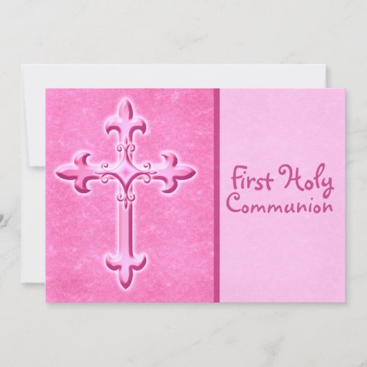 ピンクファーストホリーコミュニオン招待状 招待状 (正面)