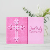 ピンクファーストホリーコミュニオン招待状 招待状 (スタンド正面)