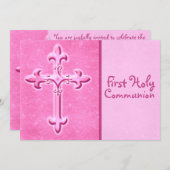 ピンクファーストホリーコミュニオン招待状 招待状 (正面/裏面)