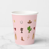 ピンクファーストロデオカウボーイ子供の誕生日 紙コップ (裏面)