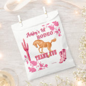 ピンクファーストロデオ女性のカーボーイ誕生日会感謝していあなた フェイバーバッグ (クリップ留めされた状態)