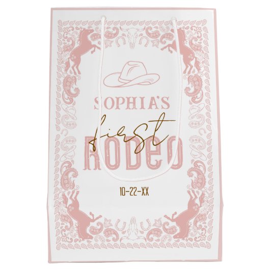 ピンクファーストロデオ誕生日抱き枕 – 西カウギ ミディアムペーパーバッグ (裏面)