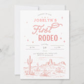 ピンクファーストロデオ誕生日招待状 招待状 (正面)