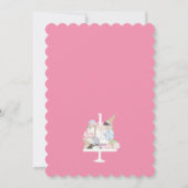 ピンクファースト誕生日ガールハイチェア 招待状 (裏面)