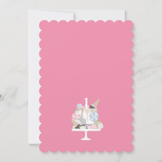 ピンクファースト誕生日ガールハイチェア 招待状