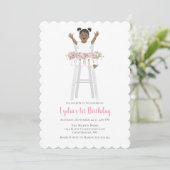 ピンクファースト誕生日ガールハイチェア 招待状 (スタンド正面)