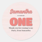 ピンクファースト誕生日ガールパーティーフローラ ラウンドシール (正面)