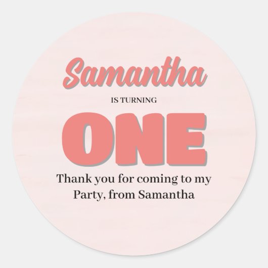 ピンクファースト誕生日ガールパーティーフローラ ラウンドシール (正面)