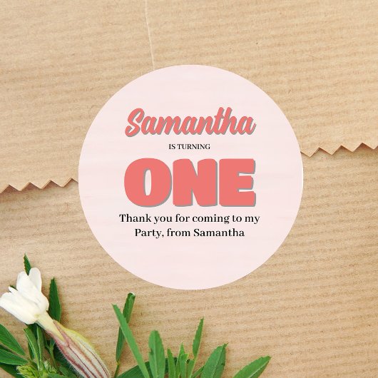 ピンクファースト誕生日ガールパーティーフローラ ラウンドシール