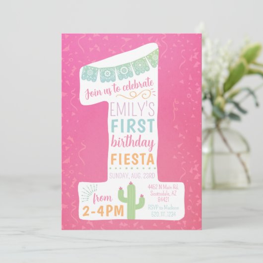 ピンクファースト誕生日フェスタパーティの招待状 招待状 (スタンド正面)