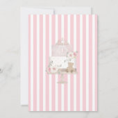 ピンクファースト誕生日ベビーガールインハイチェア 招待状 (裏面)