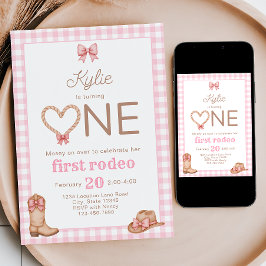 ピンクファースト・ロデオ1st誕生日招待状 招待状