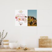 ピンクファーストRodeoベビーガール1stバースデーウェルカム ポスター (キッチン)