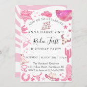 ピンクファーストRodeo 1st Birthday 招待状 (正面/裏面)