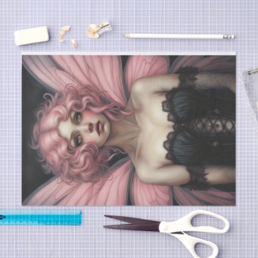 ピンクファード春ゴシック妖精デコページ 薄葉紙 (クラフト)