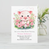 ピンクファームアドベンチャーピギーガールベビーシャワー 招待状 (スタンド正面)