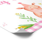 ピンクファームアニマルピグアウト誕生日フードサイン ポスター (角)