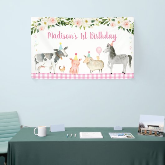 ピンクファームアニマルフローラ誕生日 横断幕 (トレードショー)