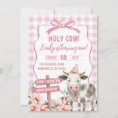 ピンクファームカウガールファースト誕生日招待状 招待状 (正面)