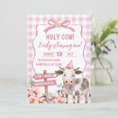 ピンクファームカウガールファースト誕生日招待状 招待状 (スタンド正面)